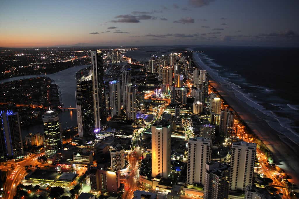 Skyscraper city - Surfers Paradise city in Gold Coast region of Queensland, Australia